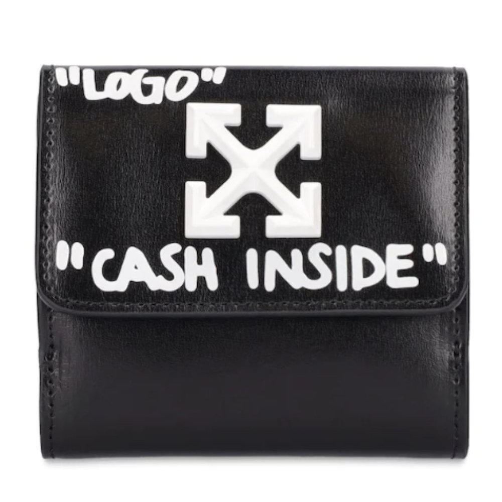 Off White Jitney French black leather wallet